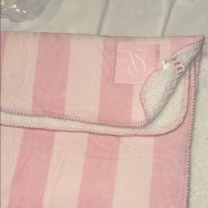 Victoria's Secret Pink & White soft Striped Blanket